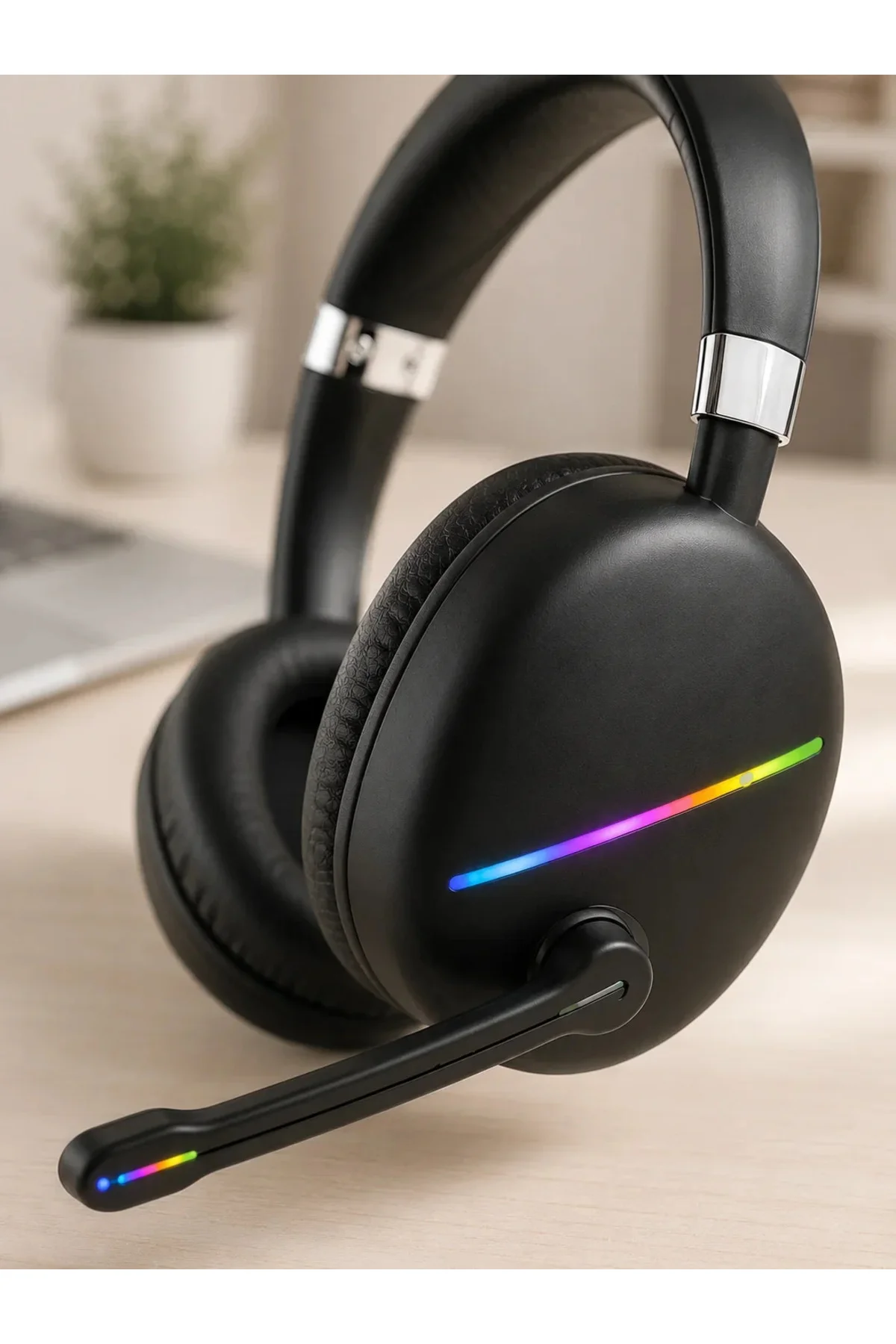 RGB Işıklı Bluetooth krofonlu Kulaklık Uzun Süreli Kullanım Type-C Şarjlı RGB Işıklı Bluetooth krofonlu Kulaklık Uzun Süreli Kullanım Type-C Şarjlı