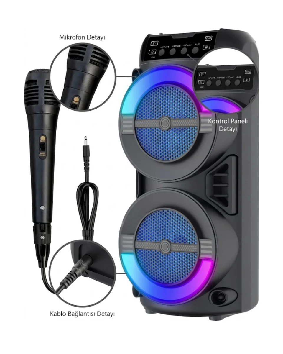 RGB Işıklı Bluetooth Hoparlör - Kablosuz Taşınabilir Stereo Speaker