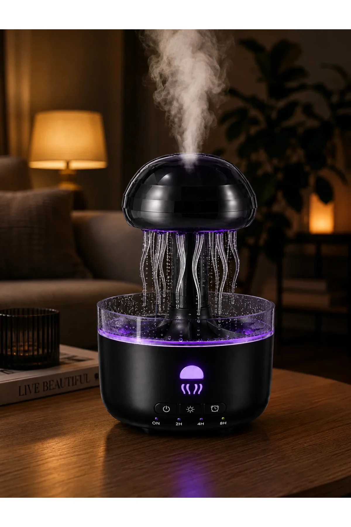 RGB Işıklı Denizanası Hava Nemlendirici Ultrasonik Buhar Makinesi 2H 4H 8H Zamanlayıcılı