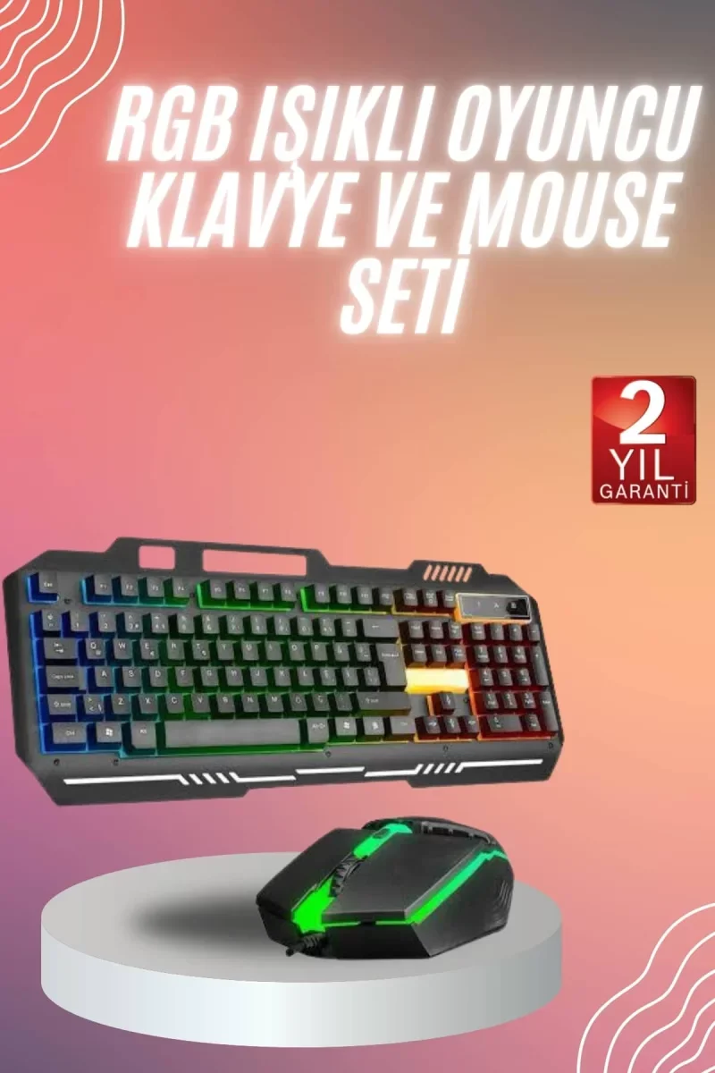 RGB Işıklı Gaming Oyuncu Klavye Q Klavye Mouse Hediyeli - Lisinya