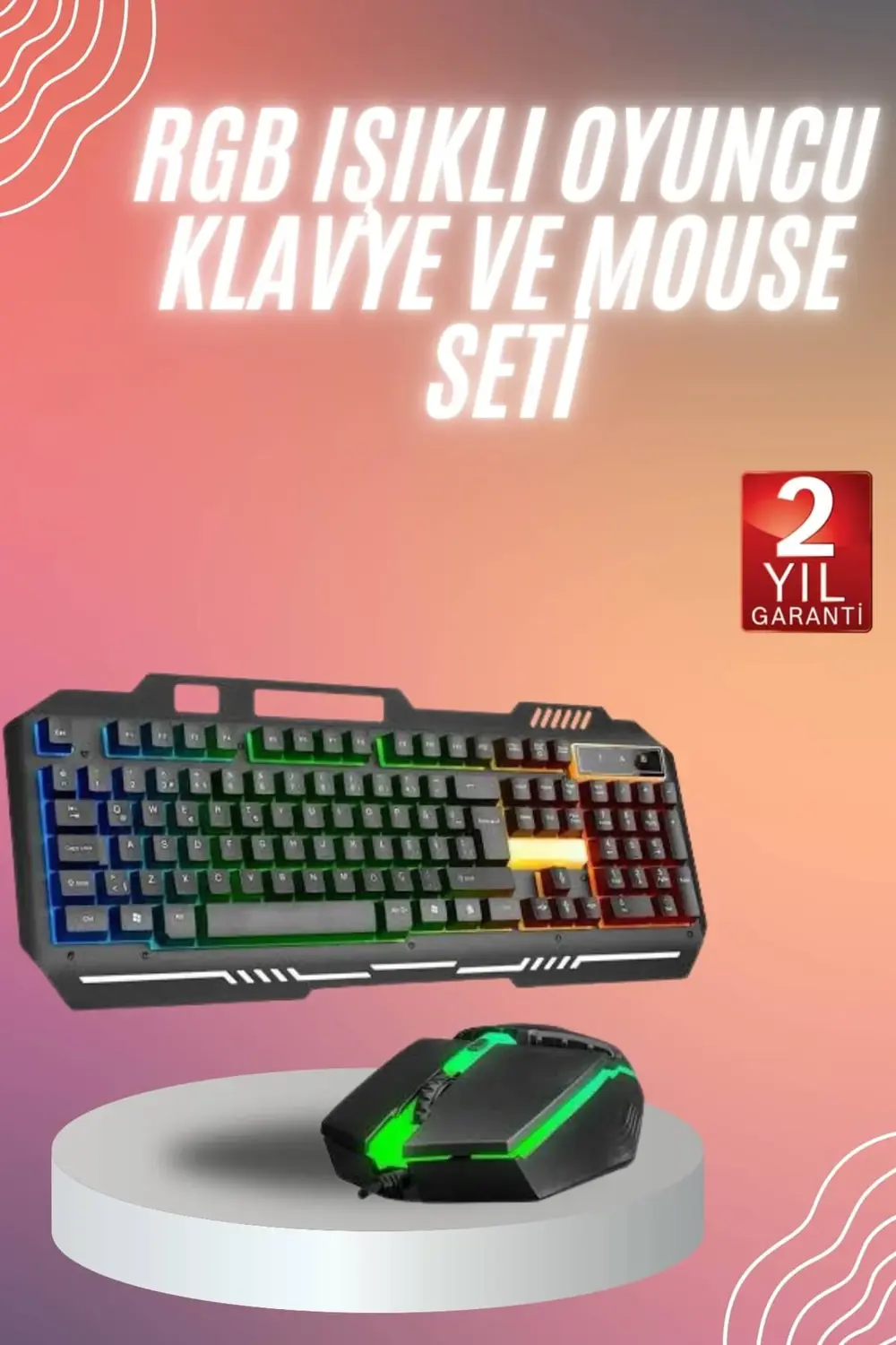 RGB Işıklı Gaming Oyuncu Klavye Q Klavye Mouse Hediyeli