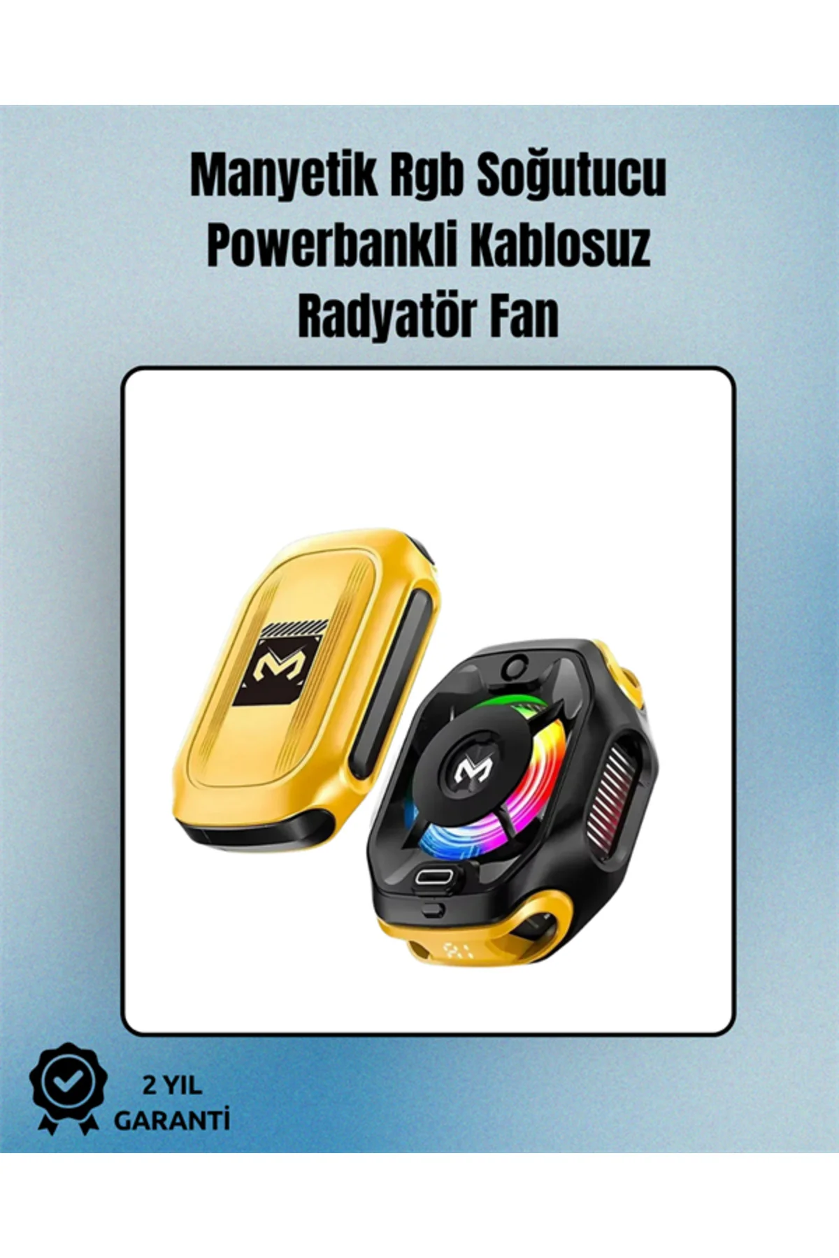 RGB Işıklı Girdap Fanlı Mobil Soğutucu | Manyetik Montaj | Type-C