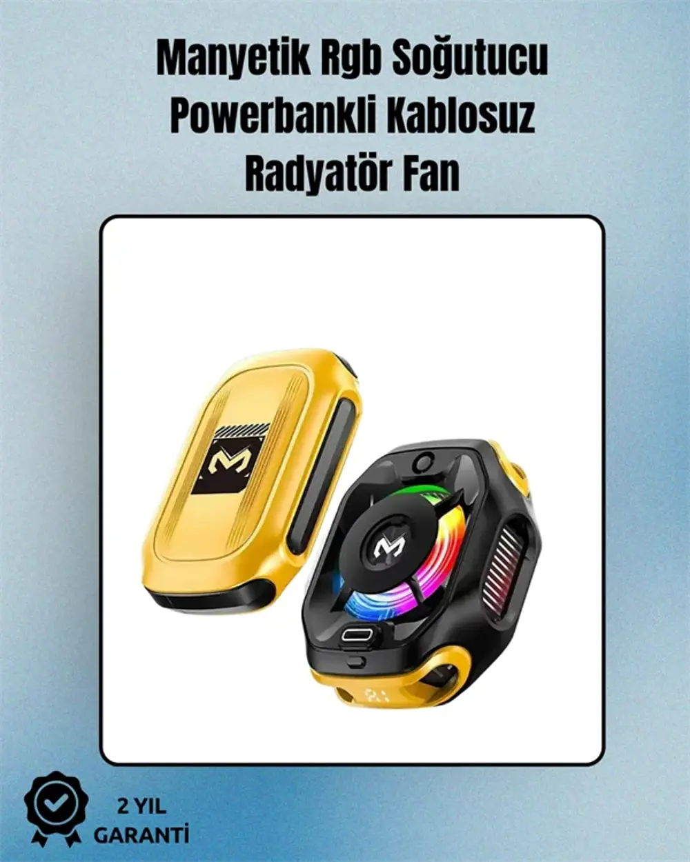 RGB Işıklı Girdap Fanlı Mobil Soğutucu | Manyetik Montaj | Type-C