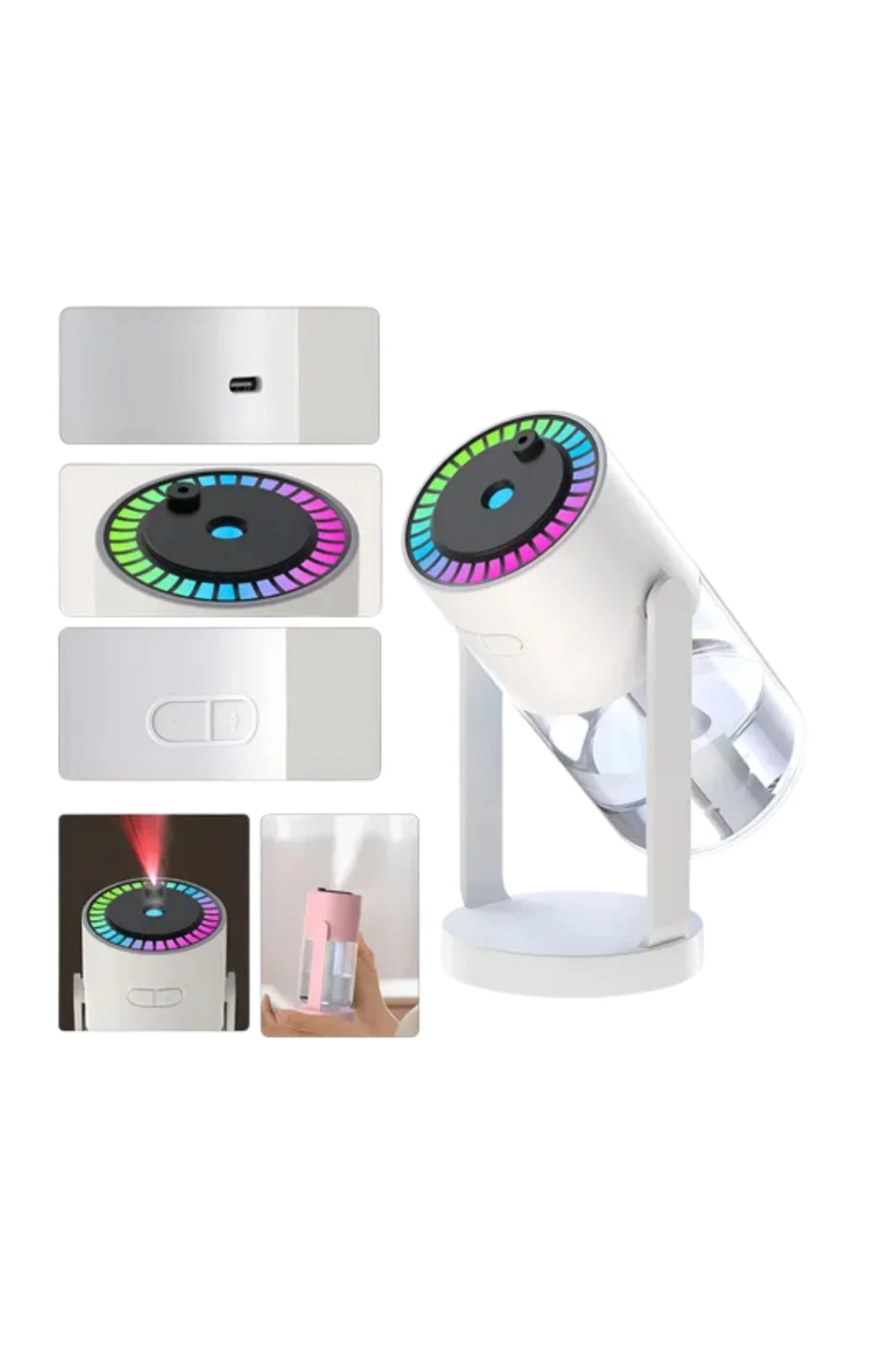 RGB Işıklı Hava Nemlendirici Ultrasonik Teknoloji ve Portatif Tas