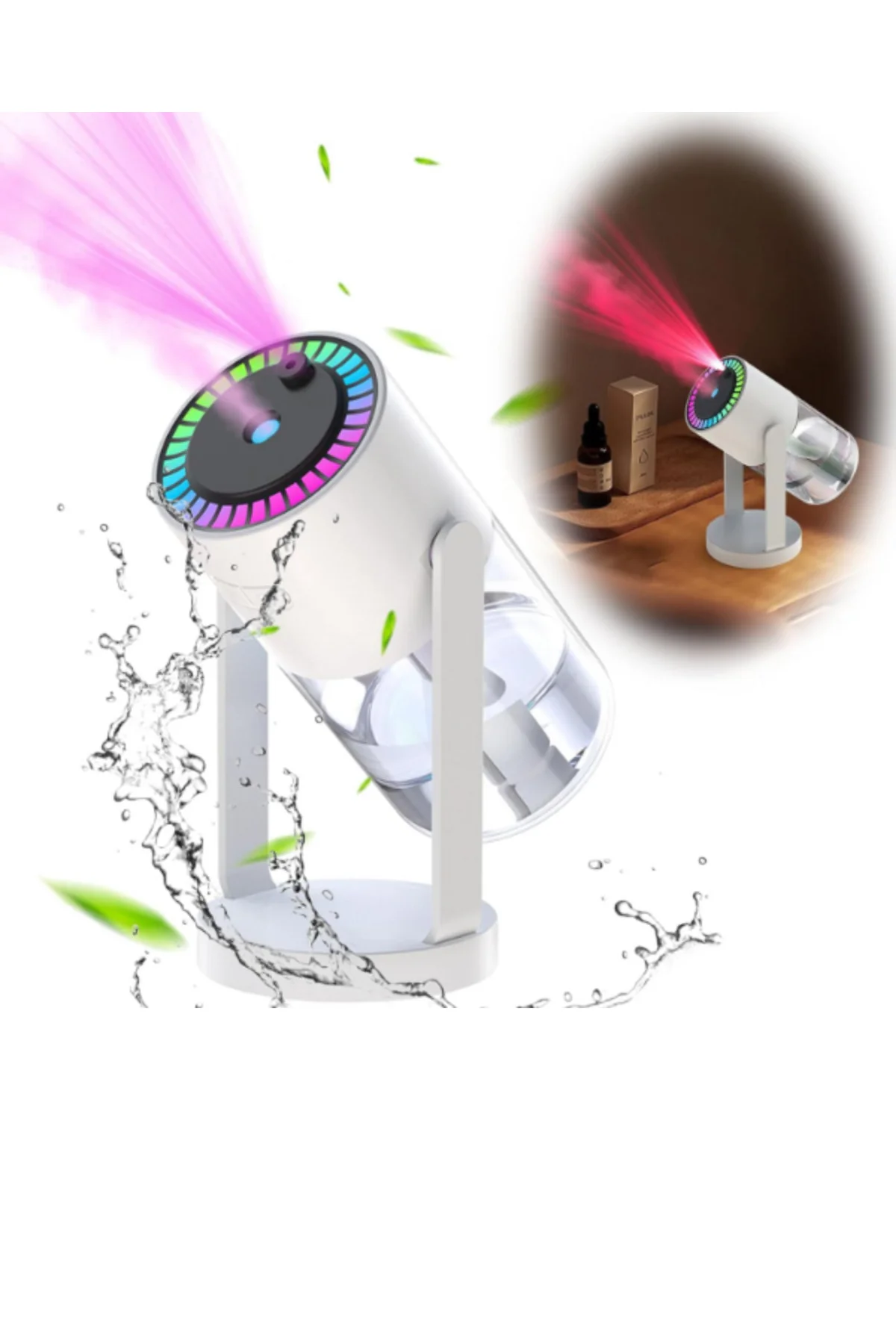 RGB Işıklı Hava Nemlendirici Ultrasonik Teknoloji ve Portatif Tas