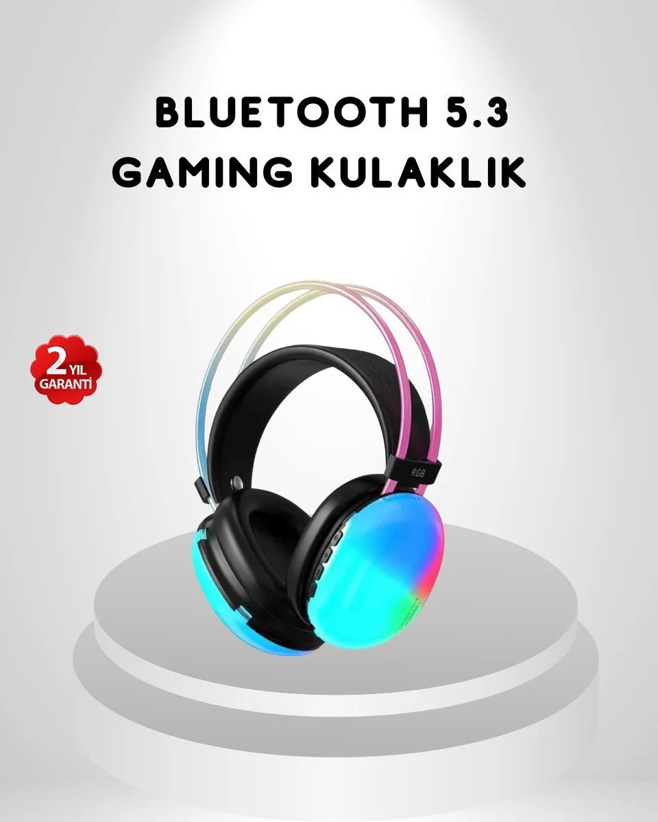 RGB Işıklı Kablosuz Kulaklık Bluetooth 5.3 800mAh Ergonomik IPX4 Oyun Kulaklığı