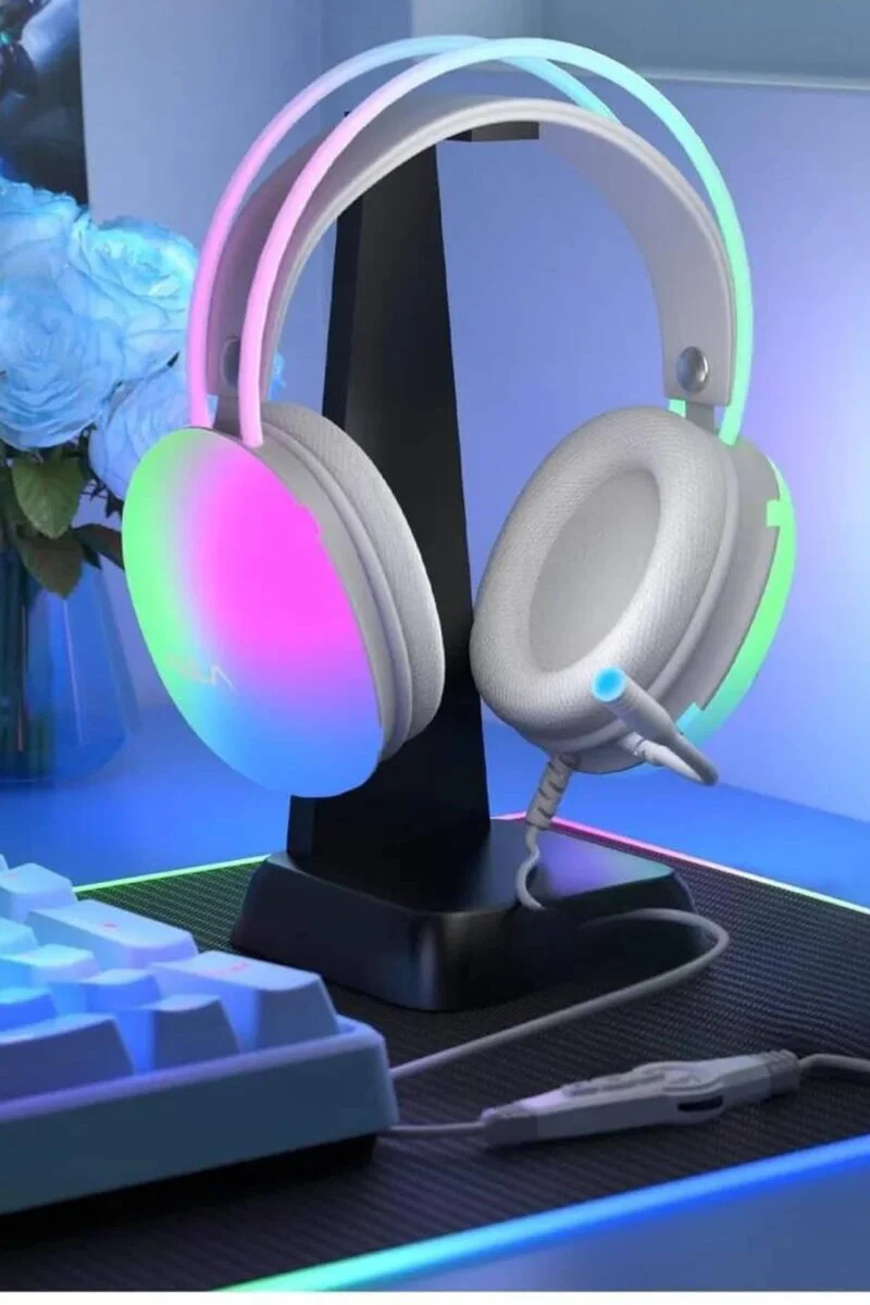 RGB Işıklı Kablosuz Bluetooth Kulak Üstü Kulaklık - 40mm Sürücü, 30ms Düşük Gecikme, IPX4 Suya Dayanıklı