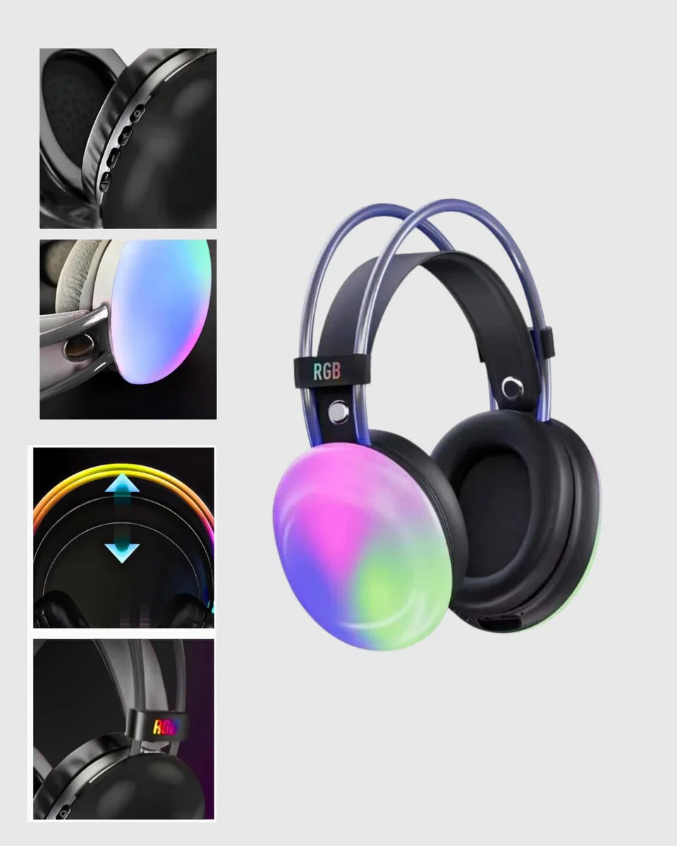RGB Işıklı Kablosuz Kulaklık Bluetooth 5.3 800mAh Ergonomik IPX4 Dayanıklı