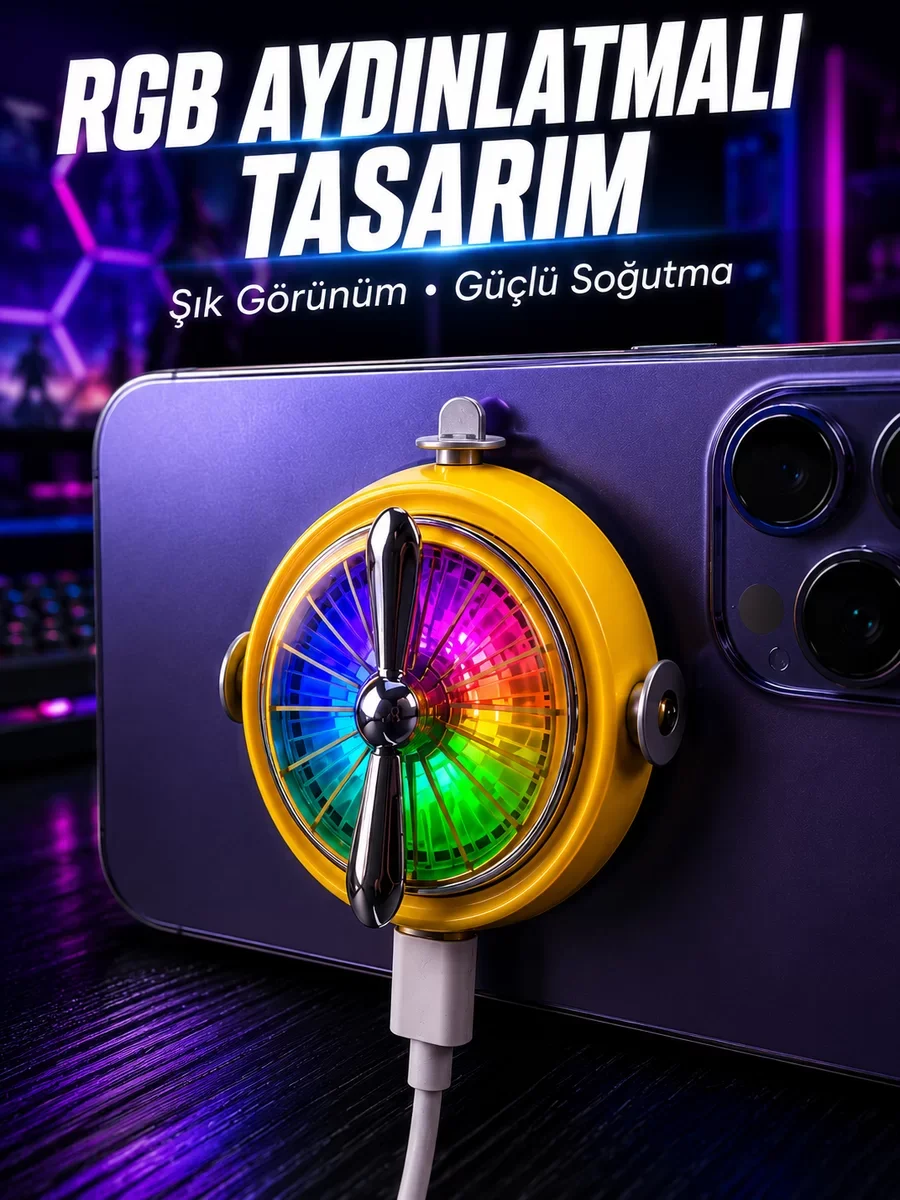 RGB Işıklı Manyetik Telefon Oyun Soğutucu Fan - Estetik ve Performanslı Çözüm