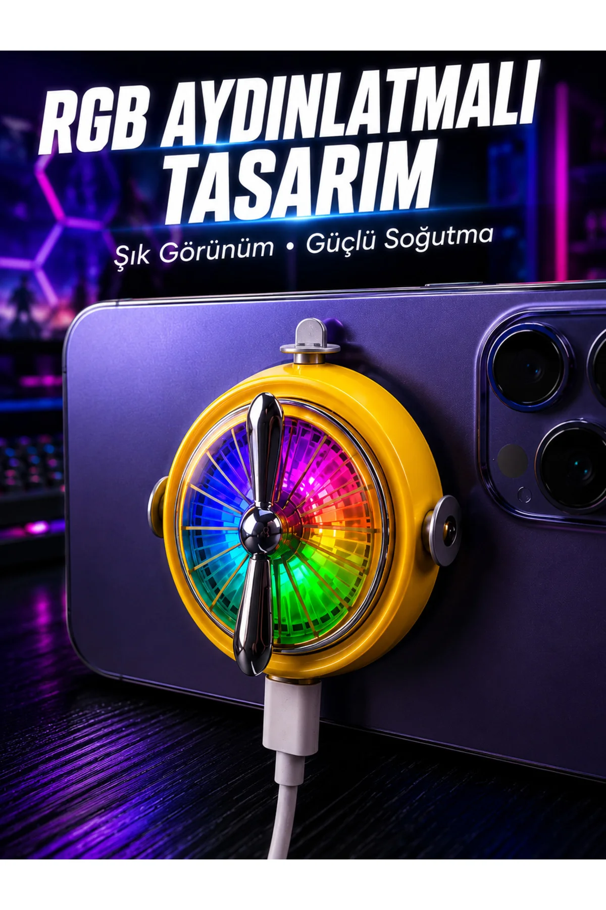 RGB Işıklı Manyetik Telefon Oyun Soğutucu Fan
