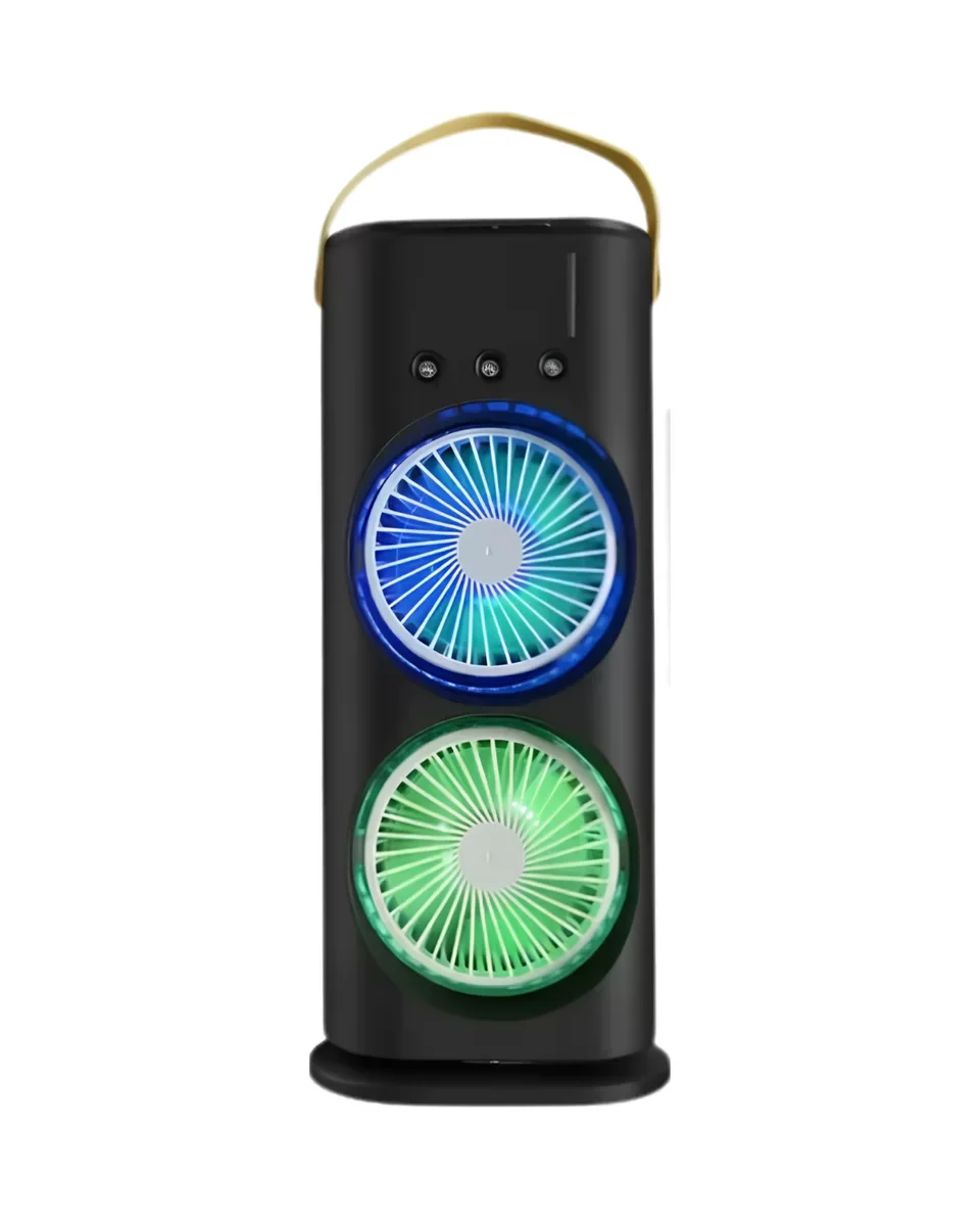 RGB Işıklı Spreyli Masa Fanı Çift Motorlu Güçlü Üflemeli Taşınabilir Fan