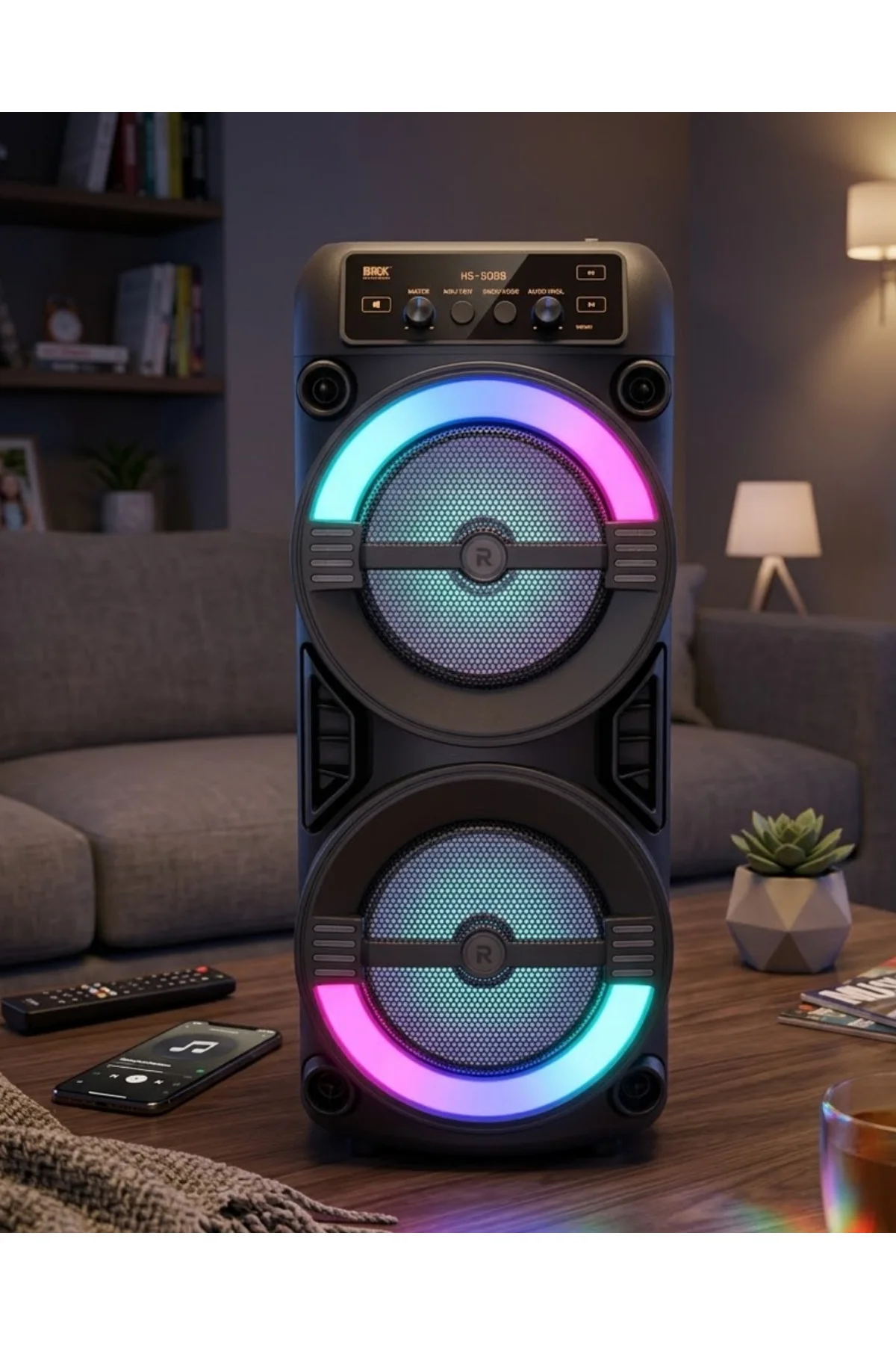 RGB Işıklı Taşınabilir Bluetooth Hoparlör Güçlü Stereo Ses