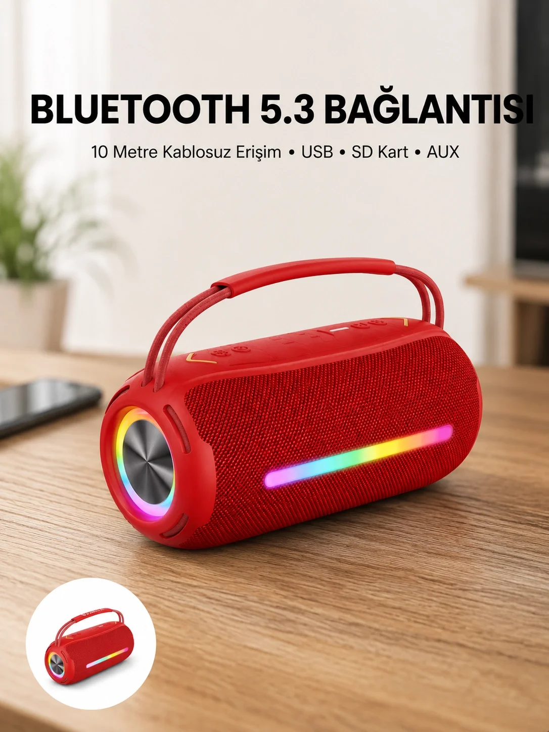 RGB Işıklı Taşınabilir Hoparlör – Çoklu Bağlantı Desteği Fiyatı, Yorumları ve Özellikleri