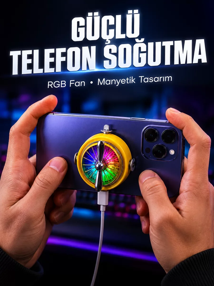 RGB Işıklı Telefon Soğutucu - Mobil Oyuncular İçin Sessiz ve Soğutucu Çözüm