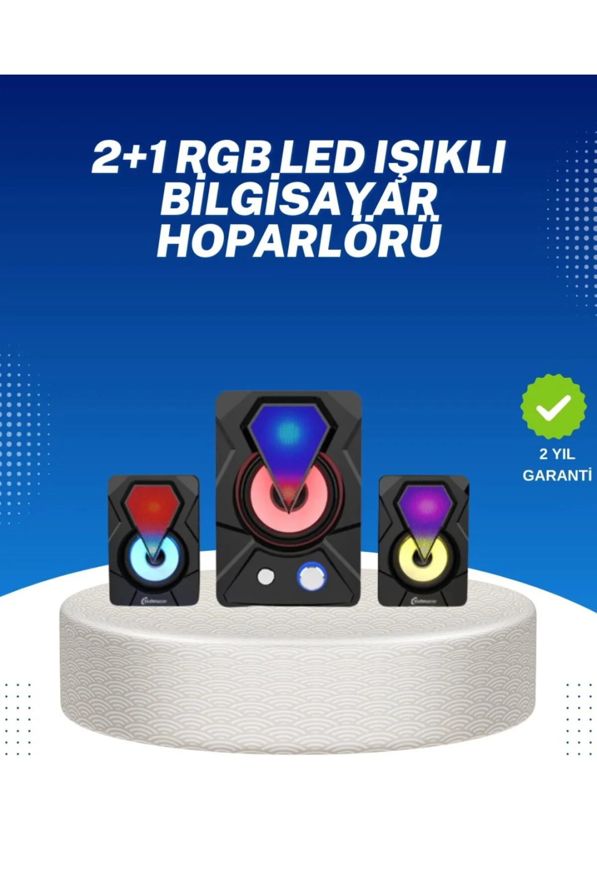 Rgb Işıklı Usb Hoparlör Seti 9w Çıkış Gücü Derin Bas