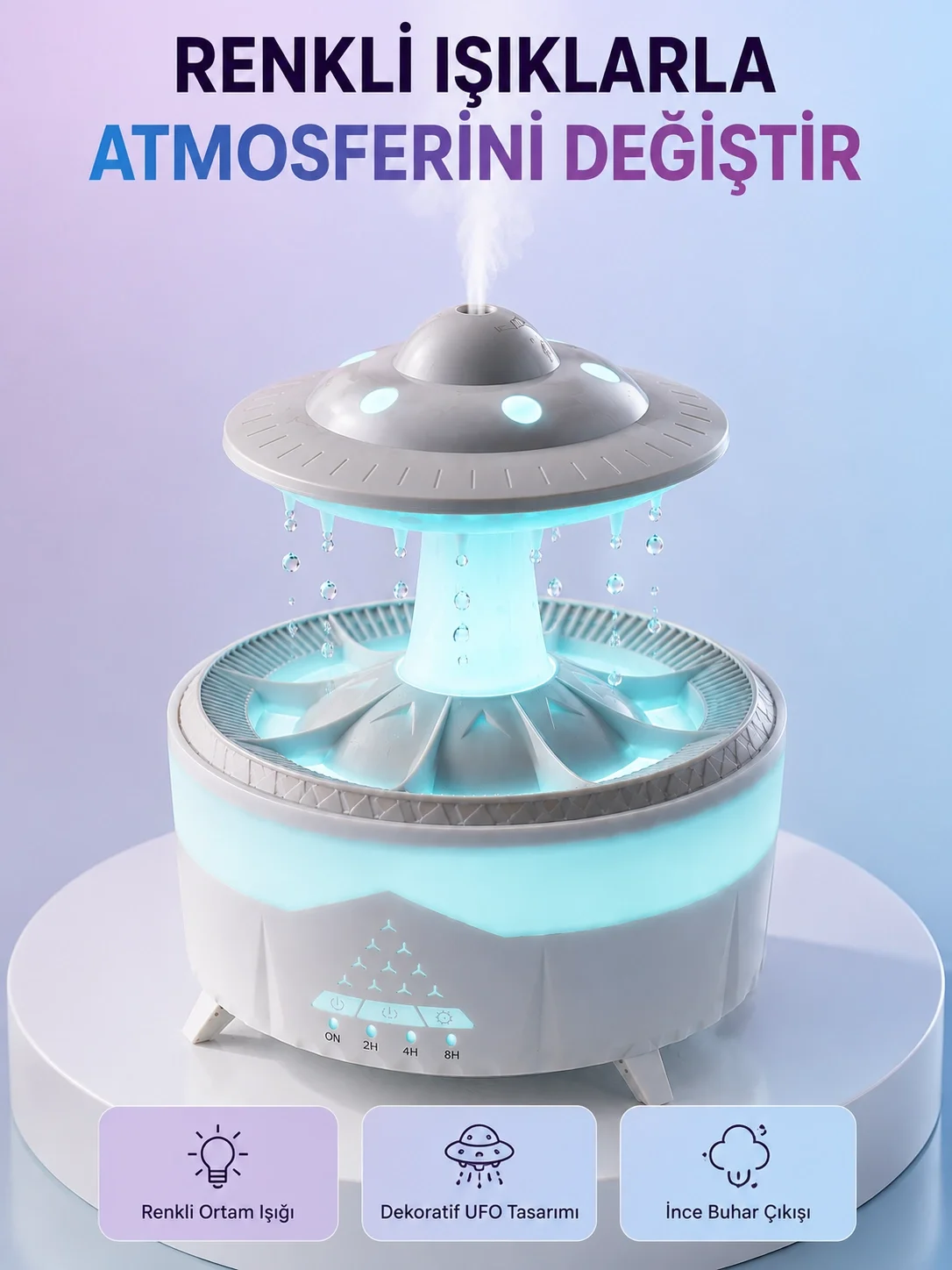 RGB Işıklı Yağmur Efektli Hava Nemlendirici 350 ML Sessiz Çalışma Uzaktan Kumanda RGB Işıklı Yağmur Efektli Hava Nemlendirici 350 ML Sessiz Çalışma Uzaktan Kumanda