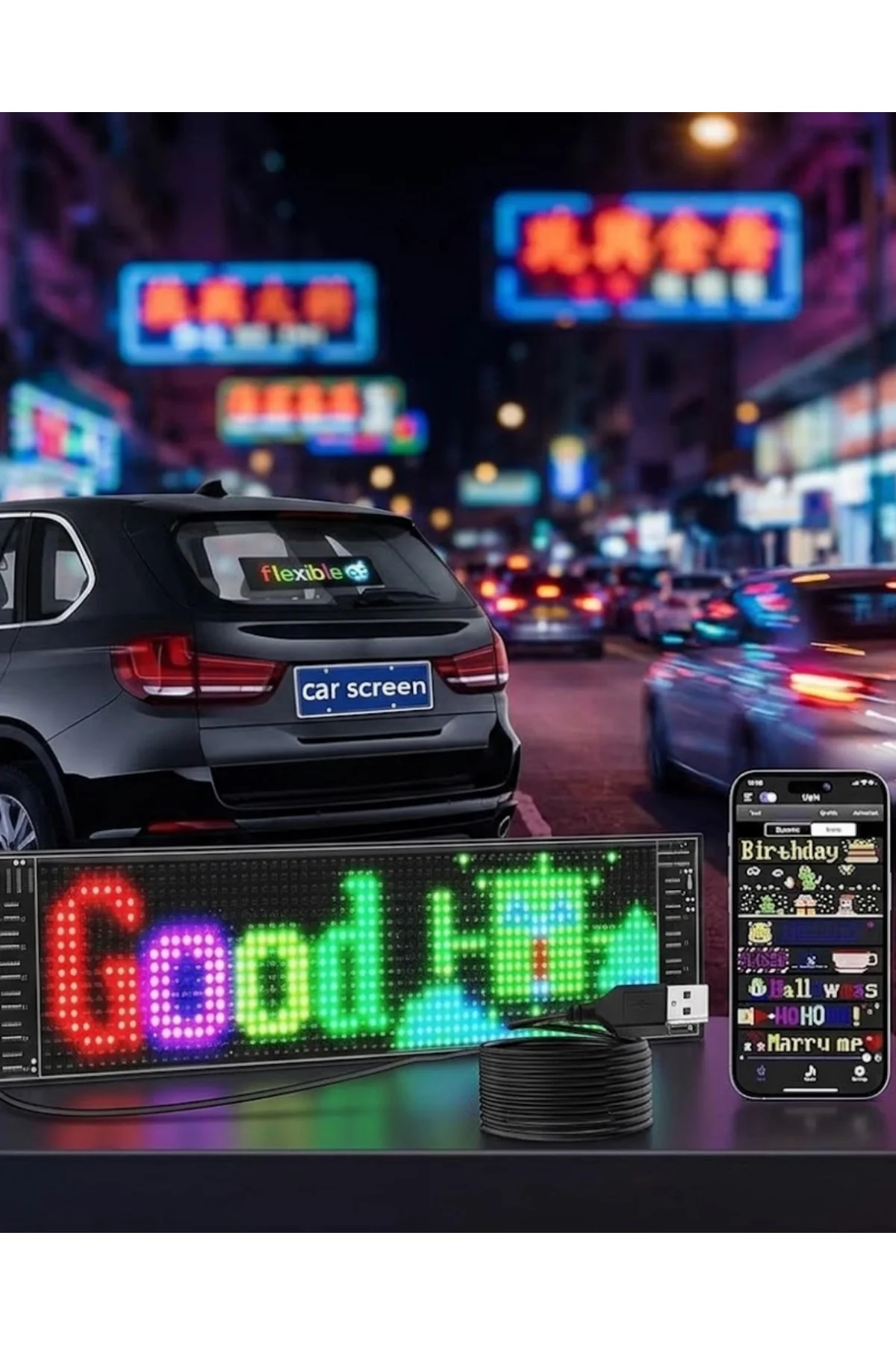 RGB Kayan Yazı LED Panel Telefon Kontrollü Animasyonlu Akıllı Ekran