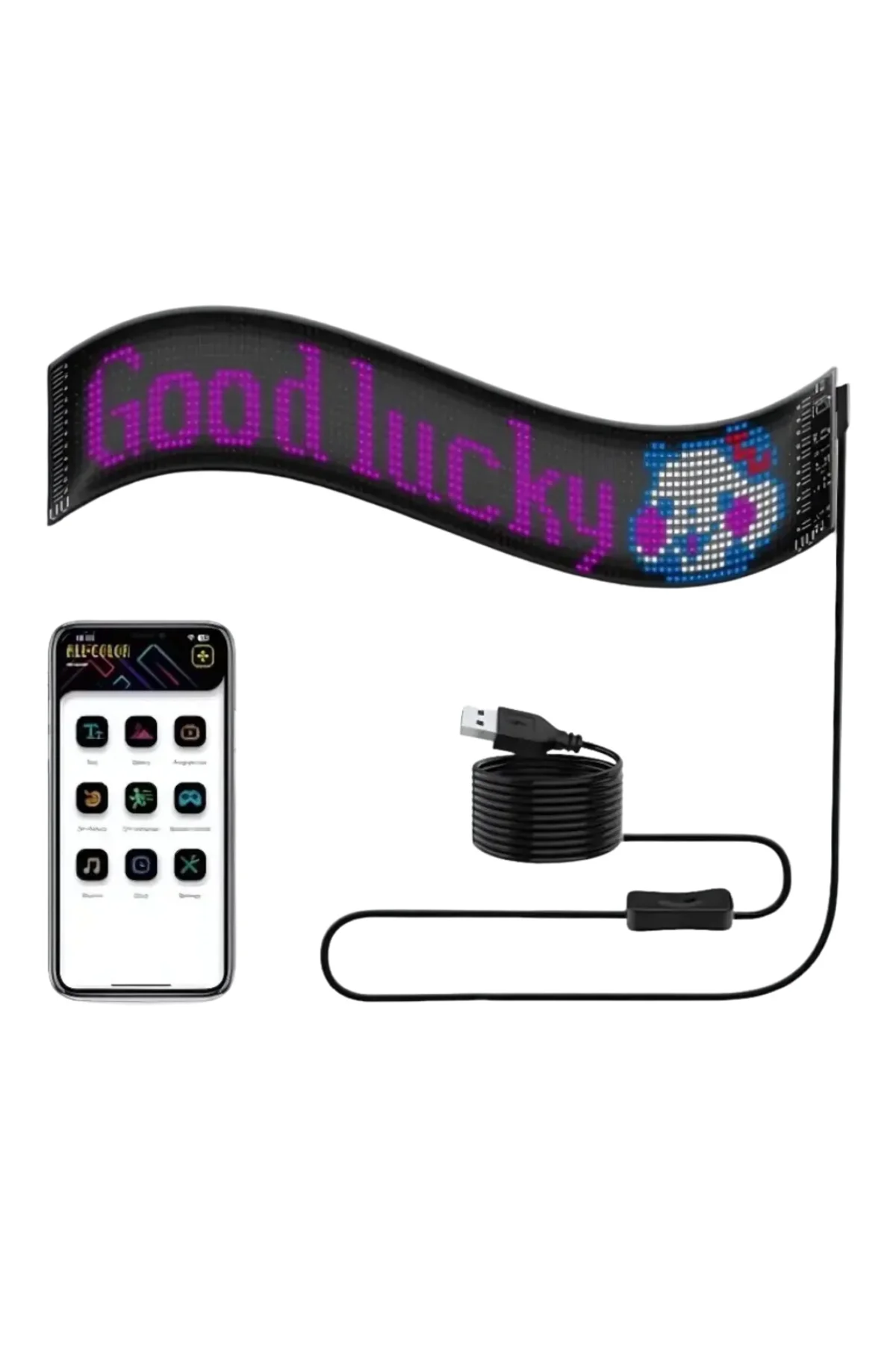 RGB Kayan Yazı LED Panel Telefon Kontrollü Animasyonlu Akıllı Ekran
