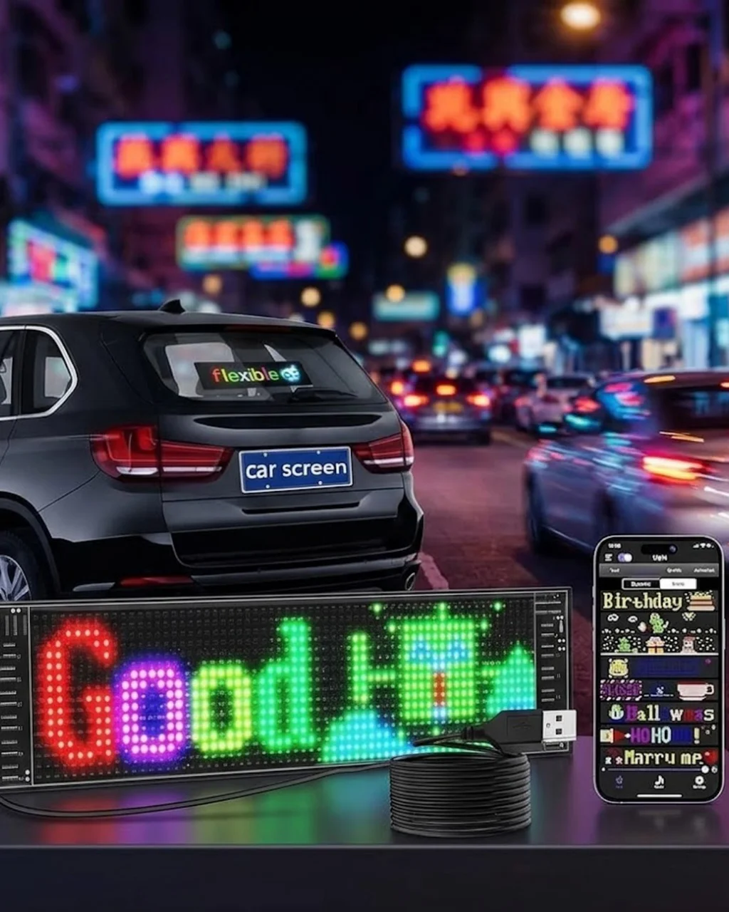 Rgb Kayan Yazı Led Panel Telefon Kontrollü Animasyonlu Akıllı Ekran - Lisinya Diğer