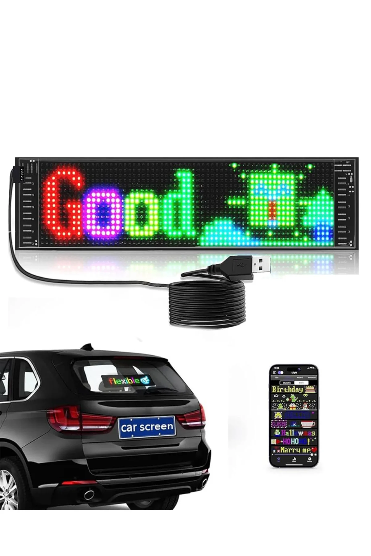 RGB Kayan Yazı LED Panel Telefon Kontrollü Animasyonlu Akıllı Ekran