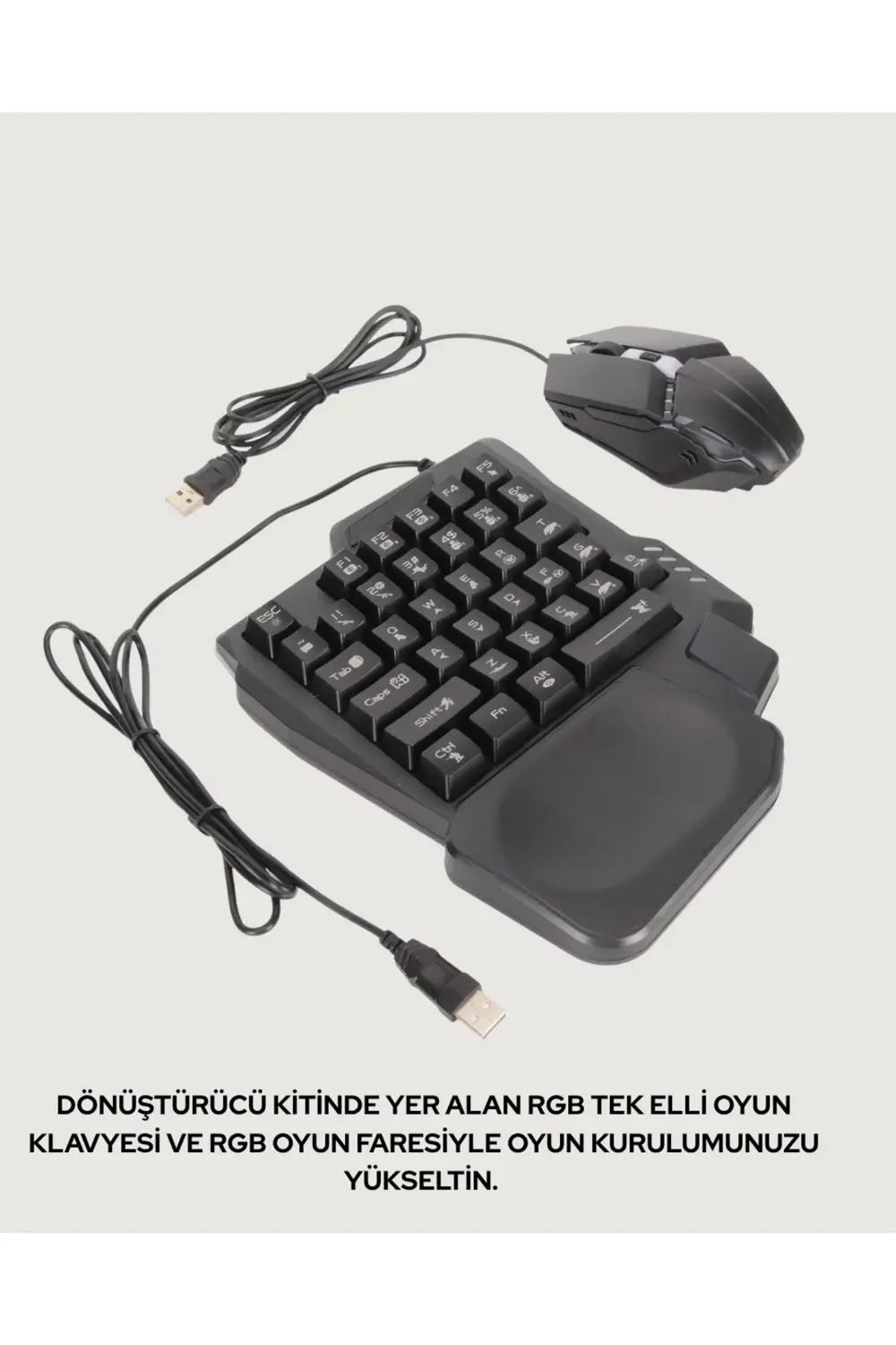 RGB Klavye + Mouse + Dönüştürücü Seti – Mobil Oyunlarda Üstün Kon
