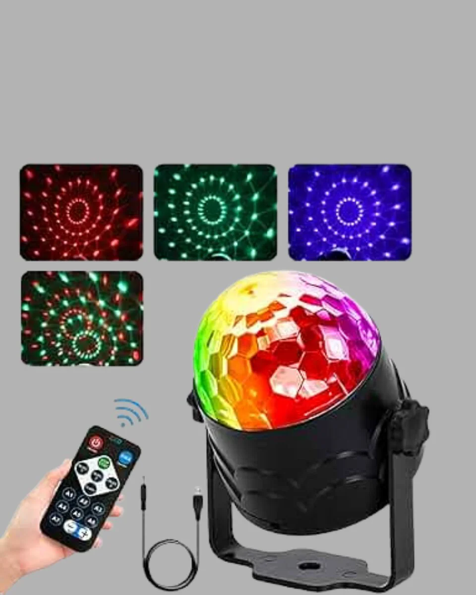 RGB LED Disko Küresi 7 Modlu Uzaktan Kumandalı - Parti Işıkları ve Müzik Senkronizasyonu