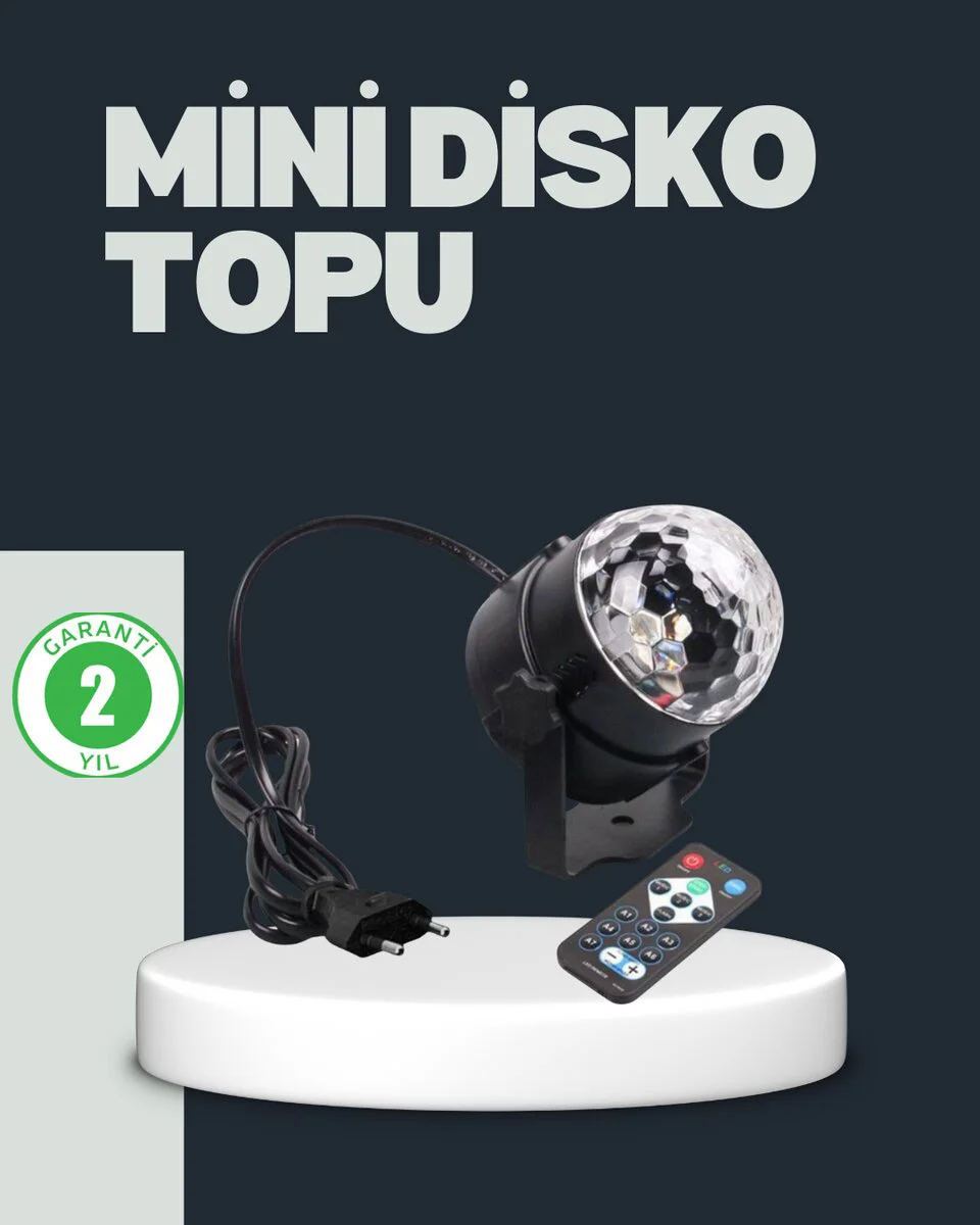 RGB LED Disko Küresi 7 Modlu Uzaktan Kumandalı - Parti Işıkları ve Müzik Senkronizasyonu