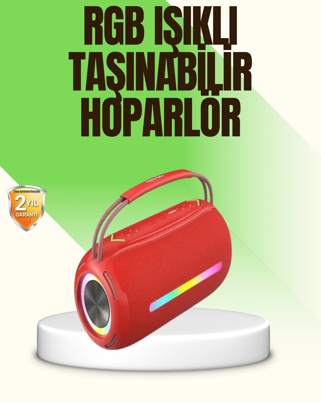 RGB LED Işıklı 20W Taşınabilir Bluetooth Hoparlör IPX6 Suya Dayan