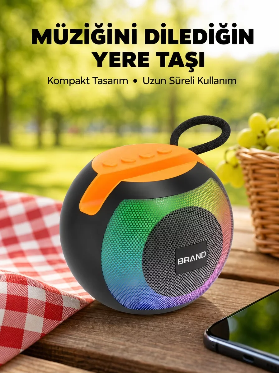 RGB Led Işıklı Güçlü Baslı Kablosuz Hoparlör Yeni Nesil