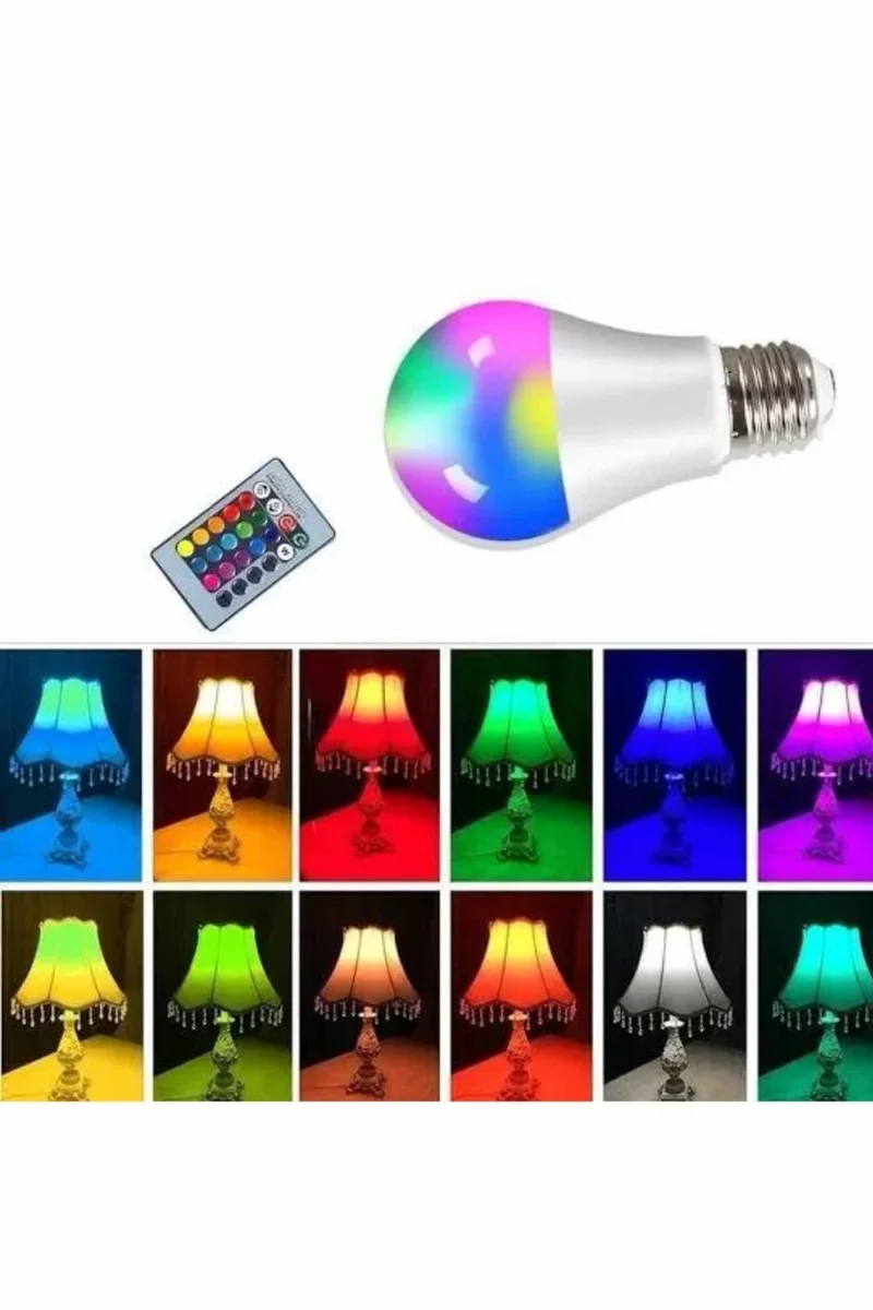 RGB Led Lamba Kumandalı - 10W E27 Renk Değiştirebilir Ambiyans Aydınlatma