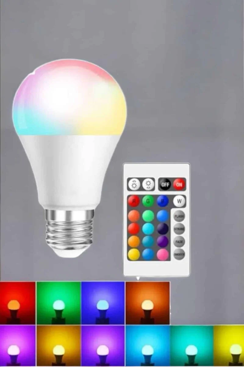 RGB Led Lamba - Renk Değiştirebilen 15W LED Ampul 100W Eşdeğeri Enerji Tasarruflu Aydınlatma
