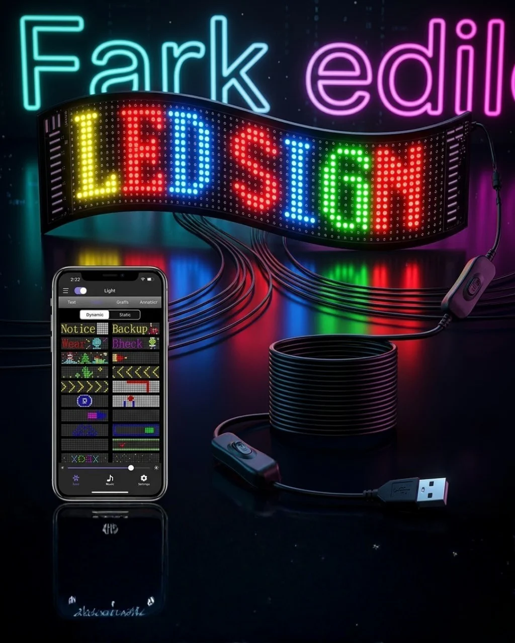Rgb Led Matrix Panel 60 Cm 16x96 Piksel Kayan Yazı Ve Animasyon Destekli - Lisinya Diğer