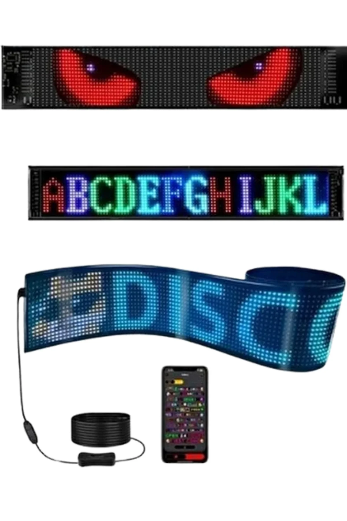 RGB LED Matrix Panel Esnek Yapı Uygulama Kontrollü Kayan Yazı Ekranı