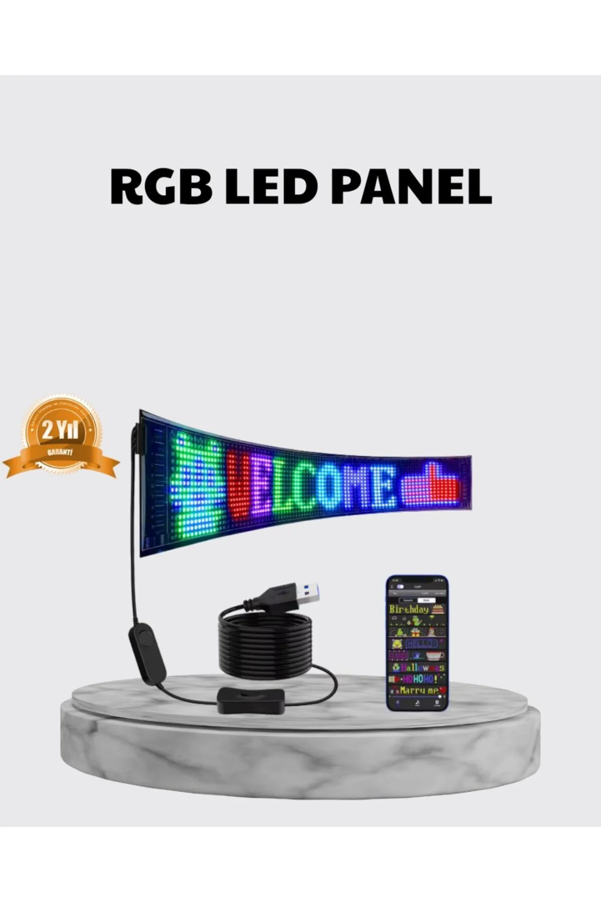 Rgb Led Panel – Çok Renkli, Kumandalı, Usb Bağlantılı Yazı Ve Gıf Gösterimli Akıllı Lamba