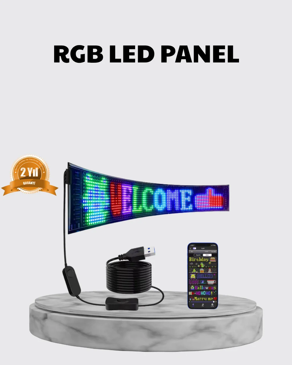 Rgb Led Panel Çok Renkli, Kumandalı, Usb Bağlantılı Yazı Ve Gıf Gösterimli Akıllı Lamba - Lisinya Diğer