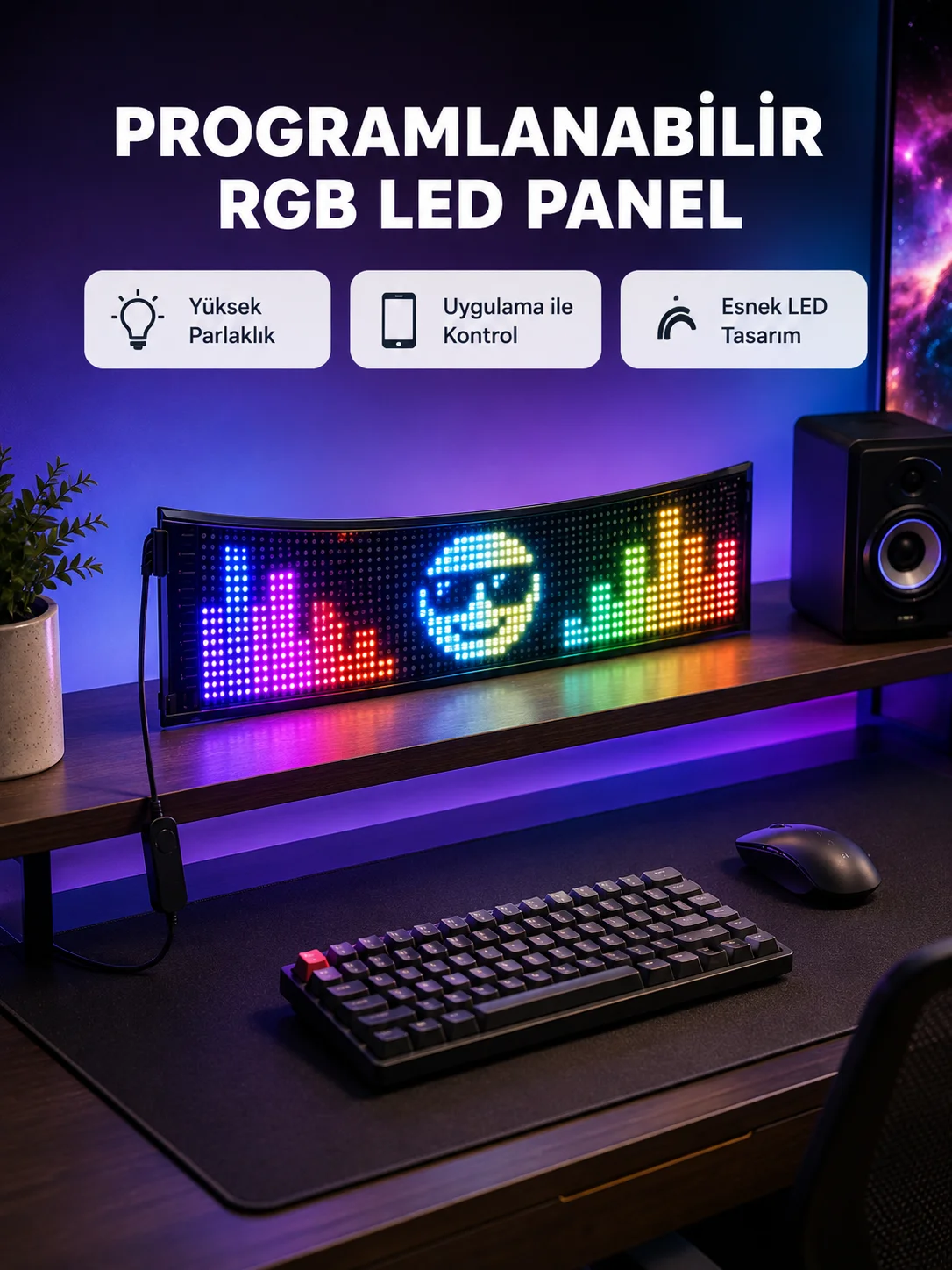 RGB LED Panel – Çok Renkli, Kumandalı, USB Bağlantılı Yazı ve GIF Gösterimli Akıllı Lamba Fiyatı, Yorumları ve Özellikleri