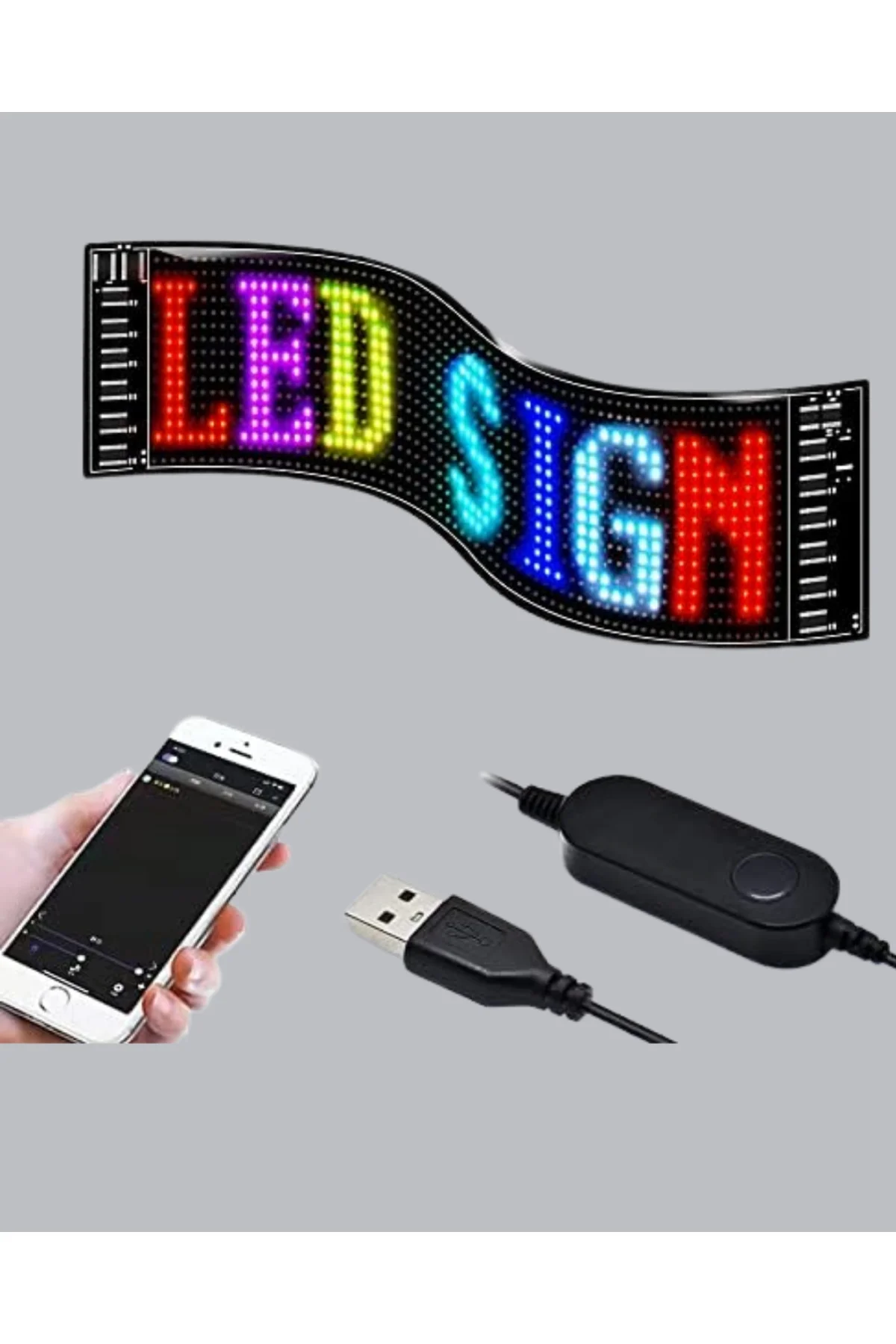 RGB LED Panel – Mobil Uyumlu, Yazı ve GIF Destekli, USB Bağlantılı Dekoratif Ekran