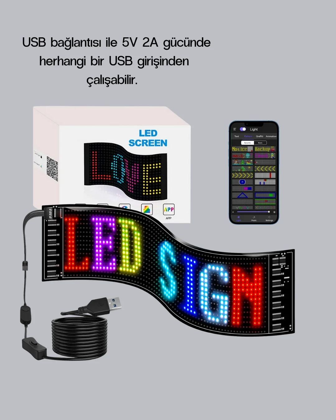 RGB LED Panel – Mobil Uyumlu, Yazı ve GIF Destekli, USB Bağlantılı Dekoratif Ekran Fiyatı, Yorumları ve Özellikleri