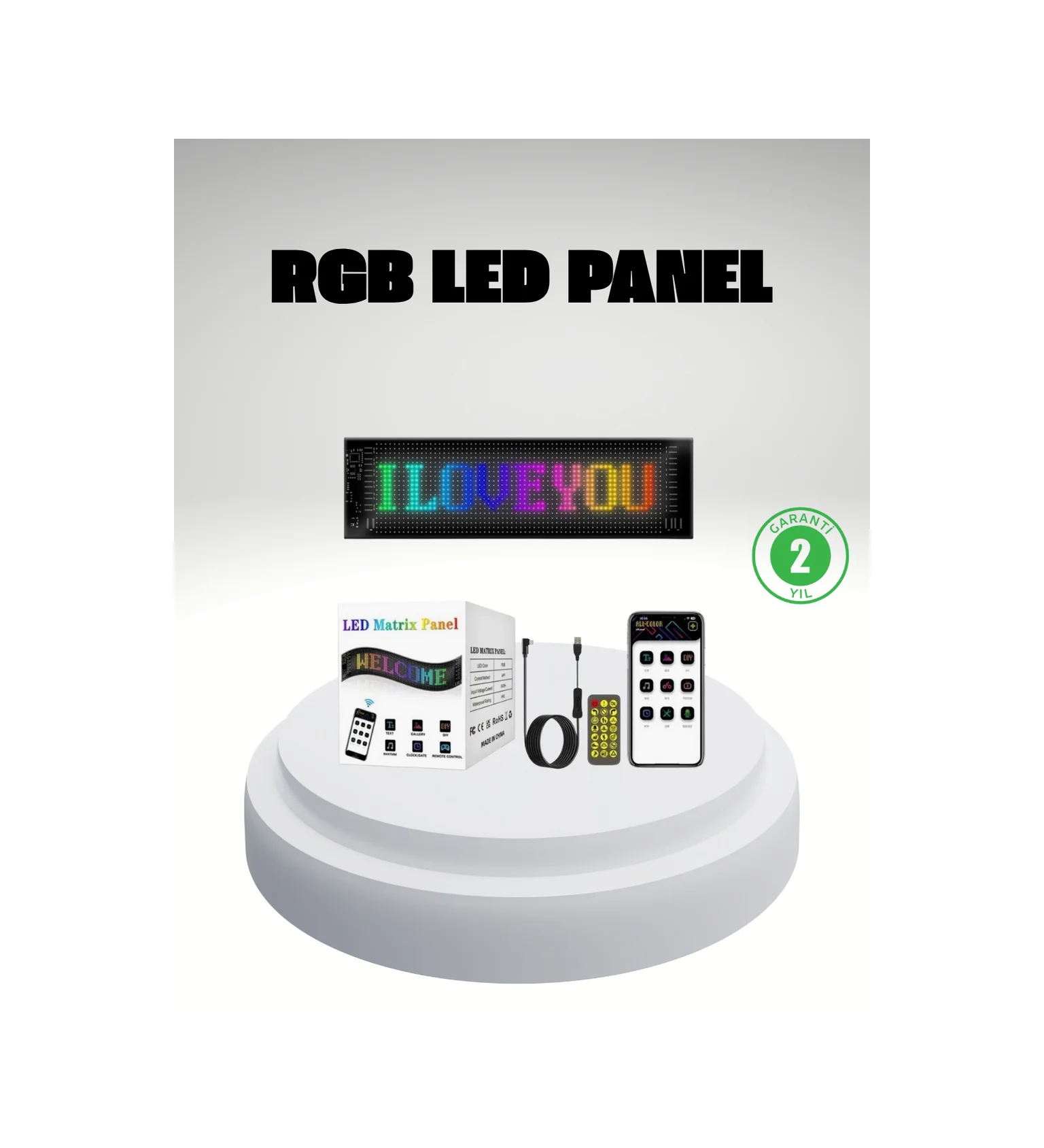 Rgb Led Panel Mobil Uyumlu, Yazı Ve Gıf Destekli, Usb Bağlantılı Dekoratif Ekran - Lisinya Diğer