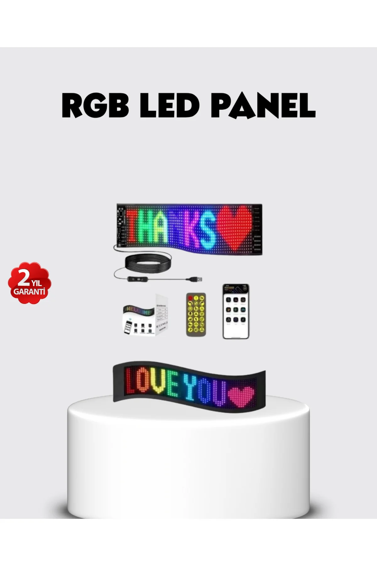 RGB LED Panel – USB Güç Girişli, GIF ve Yazı Gösterimli Akıllı Ek