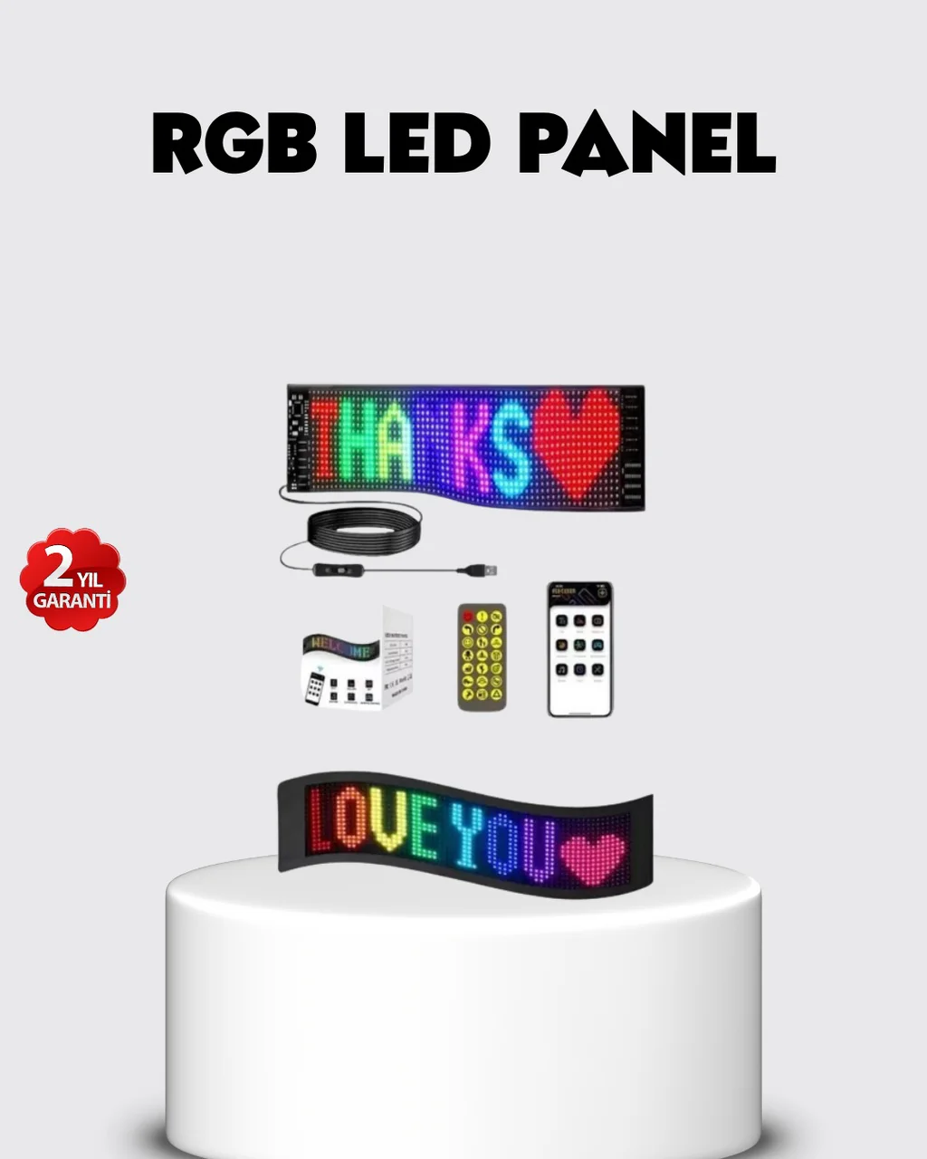 Rgb Led Panel Usb Güç Girişli, Gıf Ve Yazı Gösterimli Akıllı Ekran - Lisinya Diğer