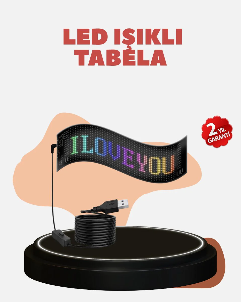 RGB LED Reklam Paneli - Kayan Yazı ve USB Kolay Kurulumlu