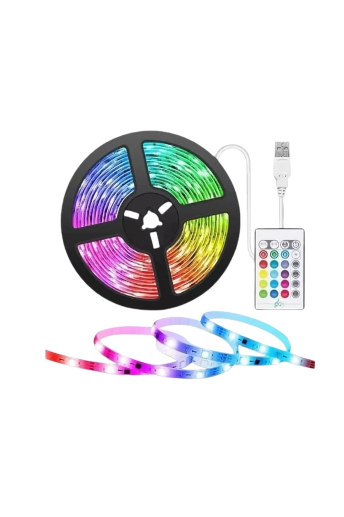 RGB LED Strip 5 Metre Kumandalı 5050 Şerit Led Dekorasyon Işığı