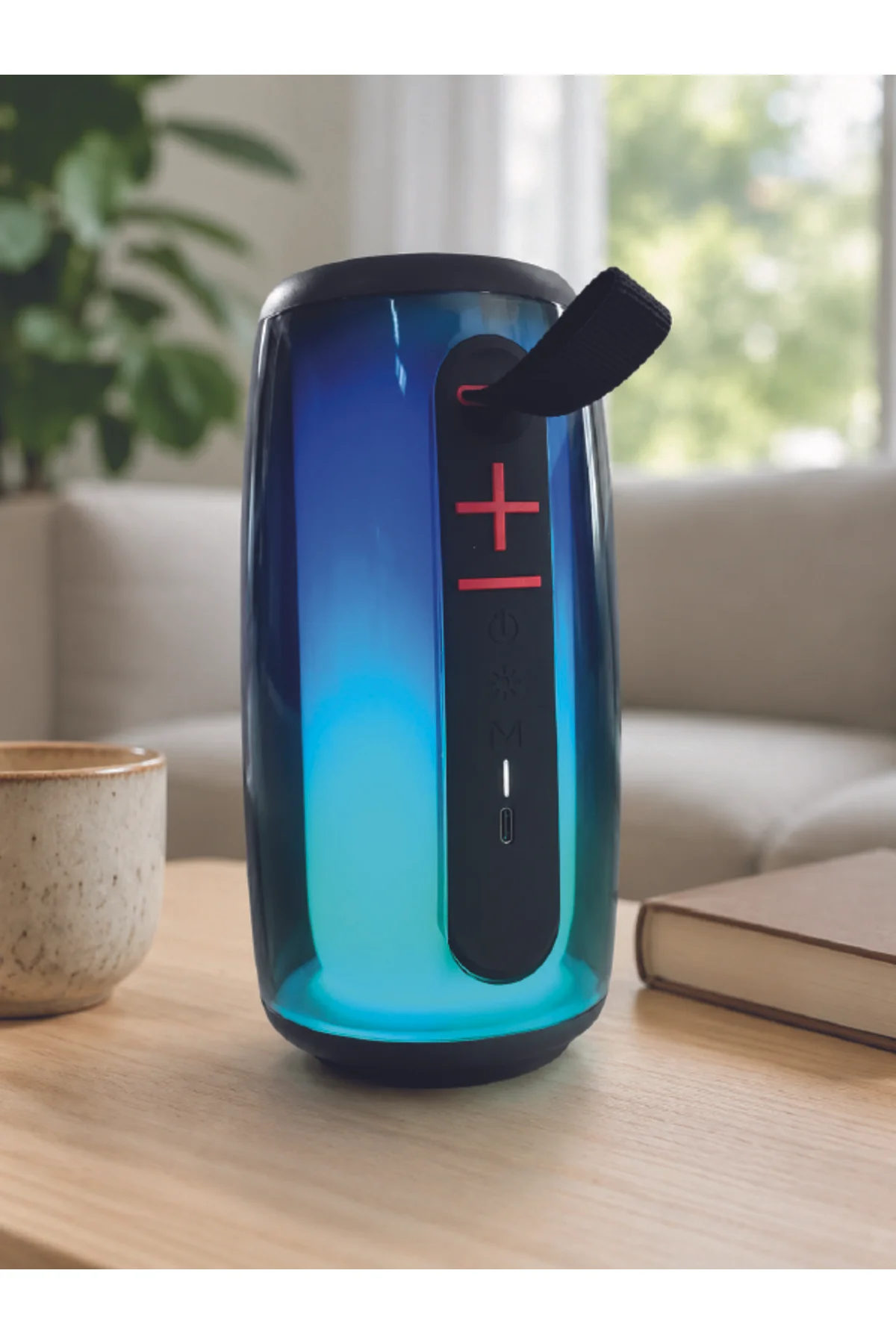 RGB LED Taşınabilir Bluetooth Speaker Güçlü Bas Ses Type-C Şarj Girişli - Görsel 3