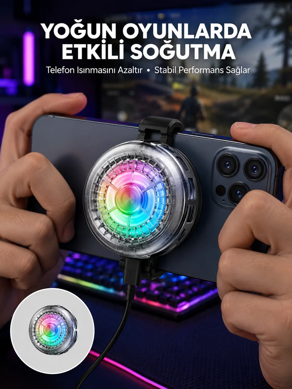 Rgb Led Telefon Soğutucu Fan Yüksek Hızlı Soğutma Oyuncu Cooler Yeni Nesil - Lisinya