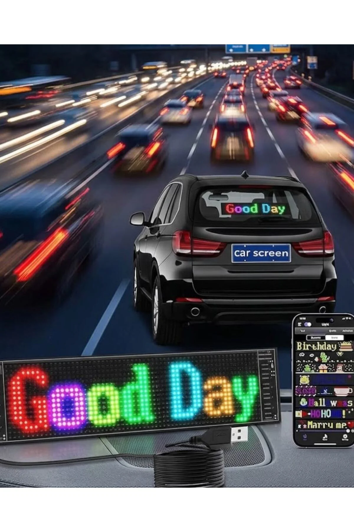 RGB LED Yazı Paneli Telefon Kontrollü Kayan Yazı Animasyonlu Ekra