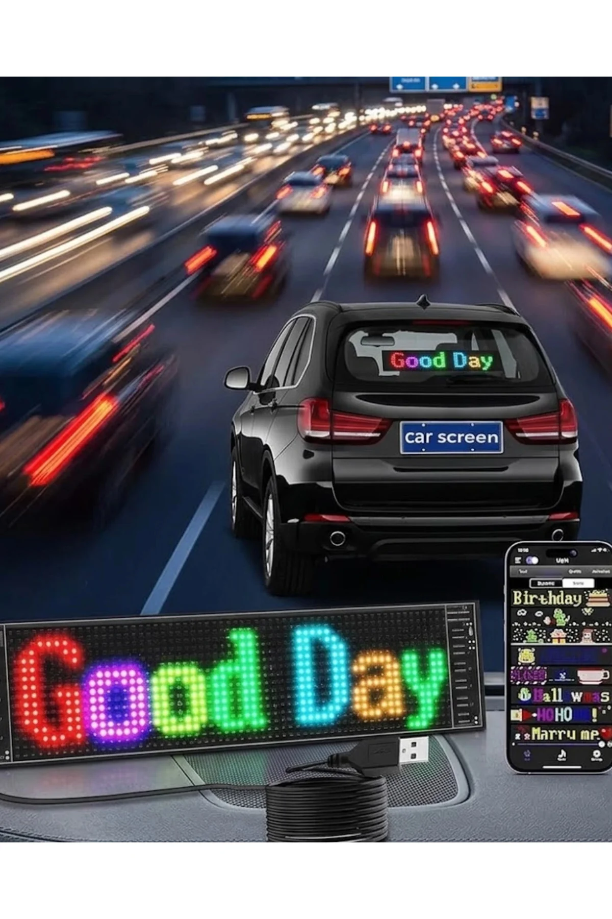 Rgb Led Yazı Paneli Telefon Kontrollü Kayan Yazı Animasyonlu Ekra