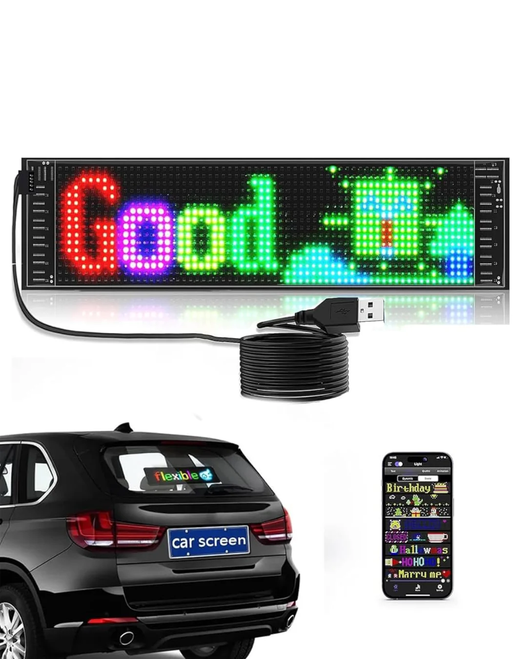 RGB LED Yazı Paneli Telefon Kontrollü Kayan Yazı Animasyonlu Ekran