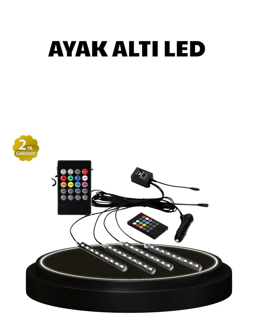 RGB Müzik Kontrollü Araç LED Işık Seti 48 LED 12V Uzaktan Kumanda