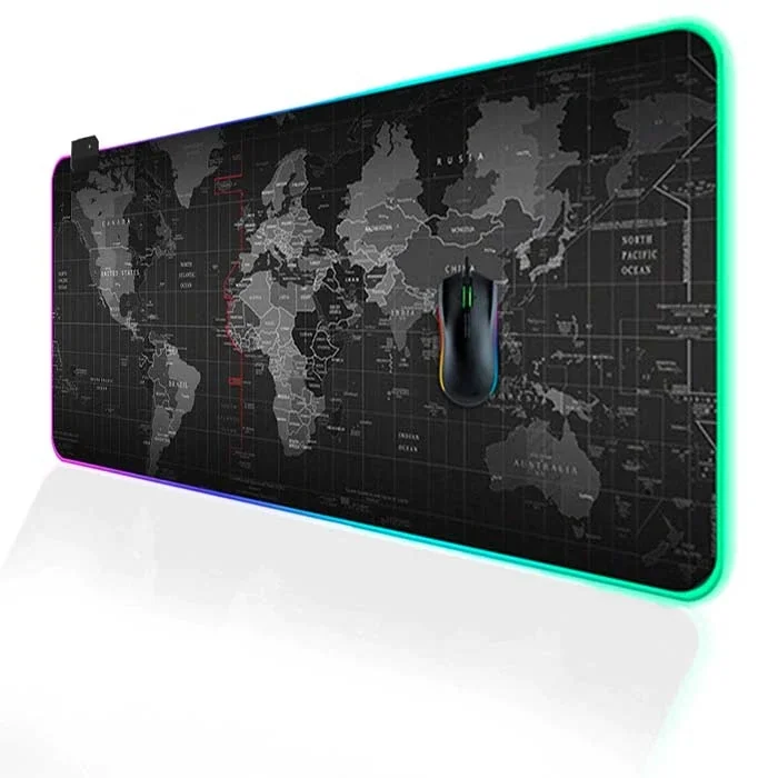 RGB Oyuncu Mouse Pad - Dünya Desenli 800x300x4 mm Işıklı